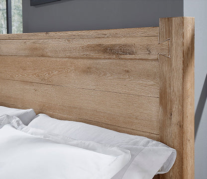 Close up of Dovetail 6X6 Bed headboard in sun-bleached white