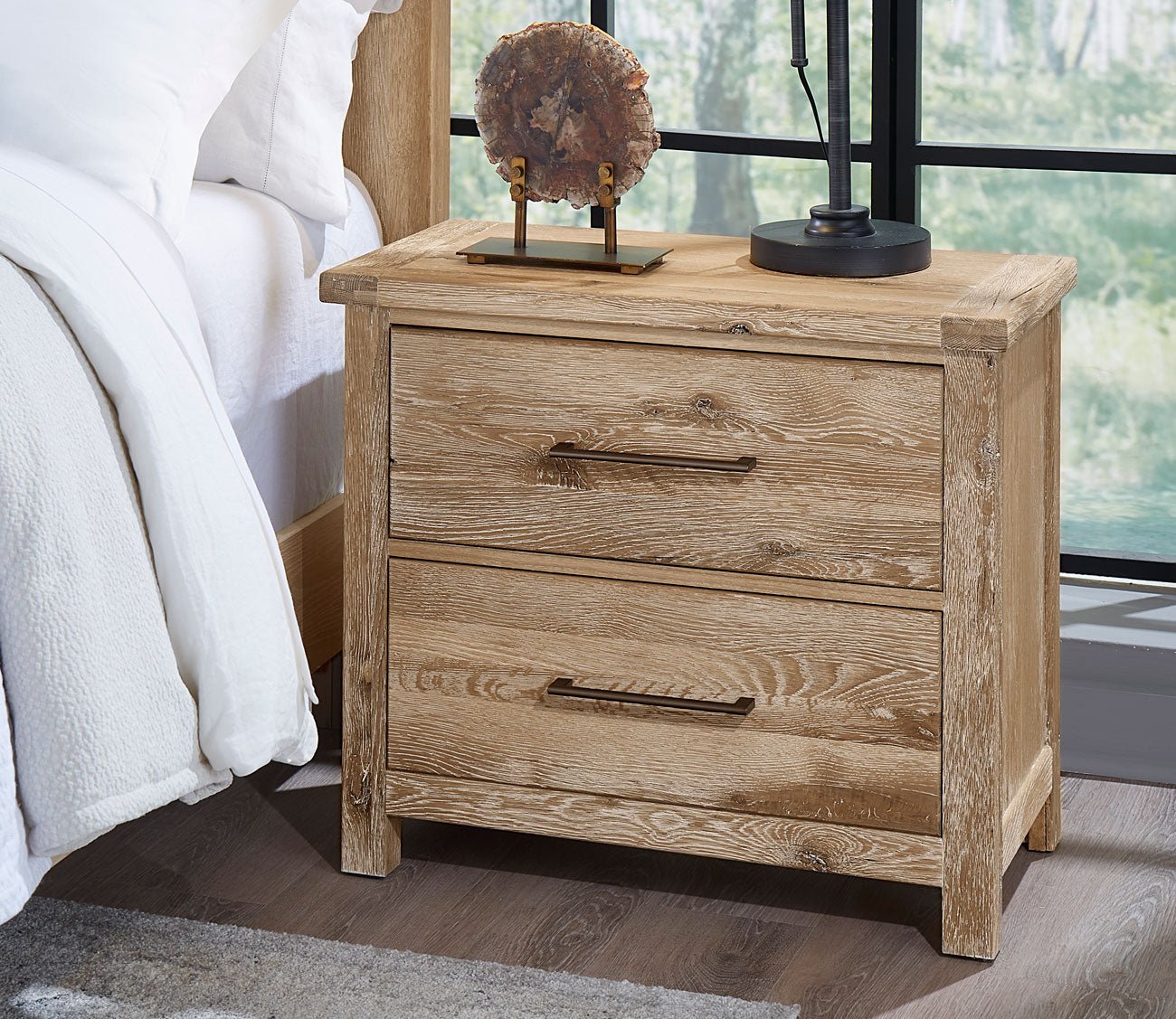 Dovetail nightstand in sun-bleached white