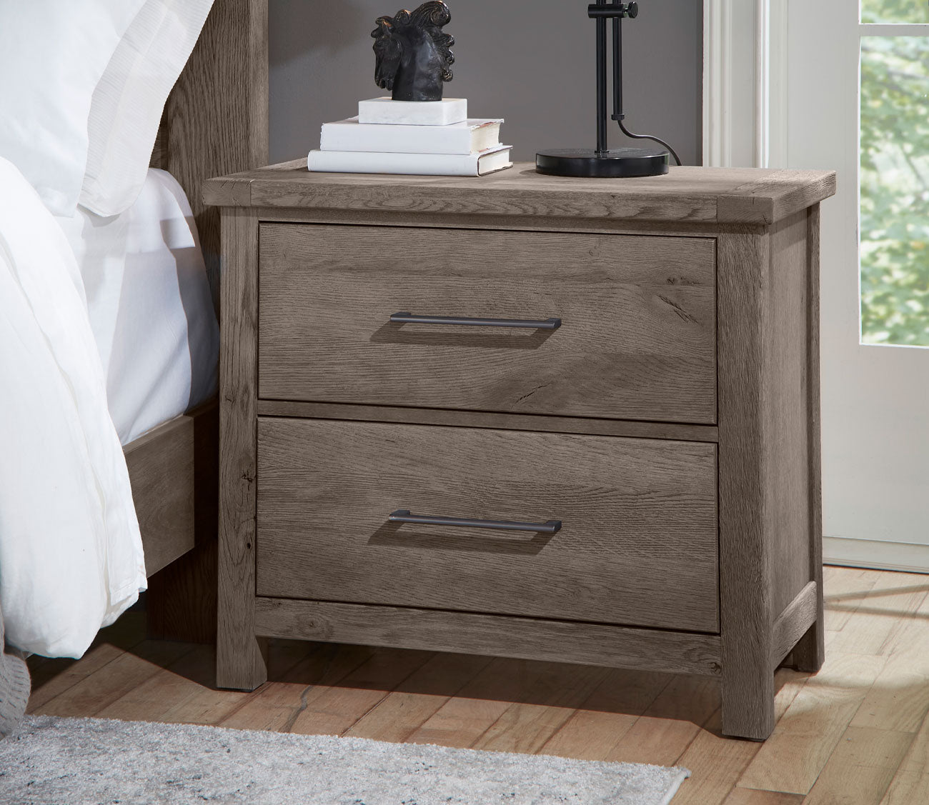 Dovetail nightstand in mystic grey - lifestyle