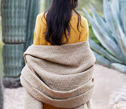 Dr. Weil Wave Coverlet by Dr. Weil by PureCare in ochre, with model