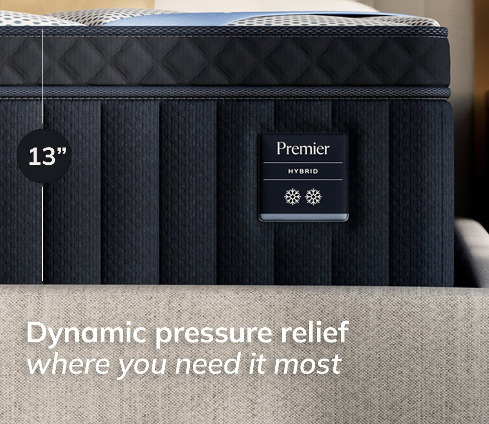 Close-up of DreamCloud 4.0 Premier Hybrid Mattress showing dynamic pressure relief feature.