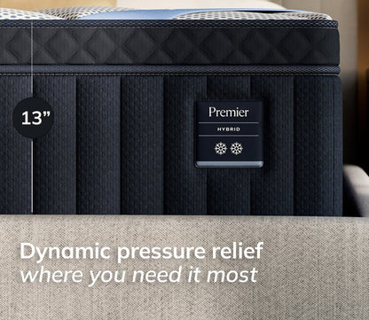 Close-up of DreamCloud 4.0 Premier Hybrid Mattress showing dynamic pressure relief feature.