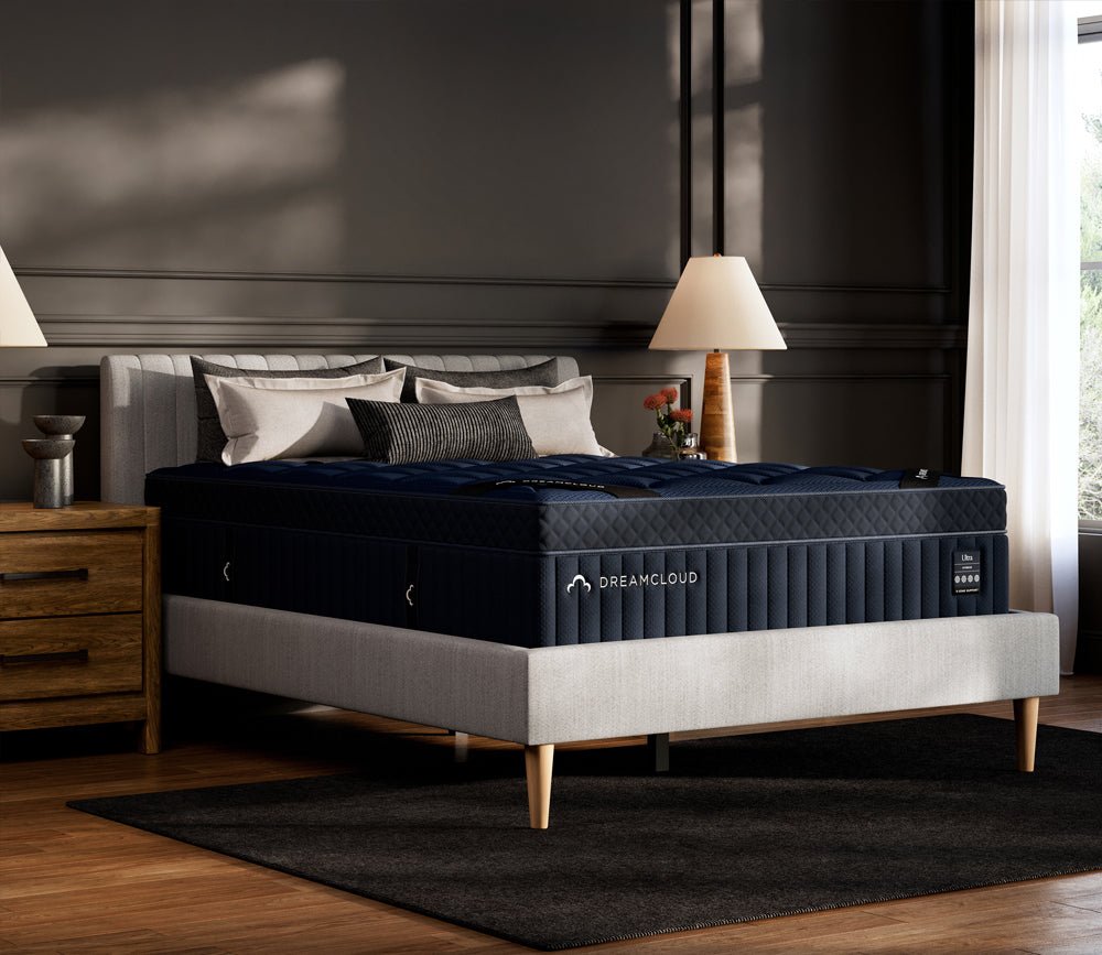 Angled view of DreamCloud 4.0 Ultra Hybrid Mattress in a lifestyle setting.