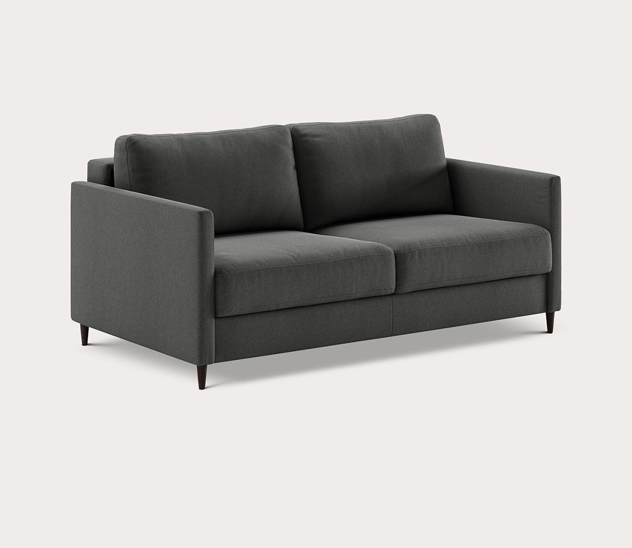 Elfin queen Sleeper Sofa in dark gray - angled image on a white background