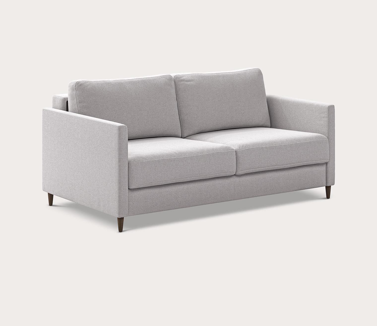 Elfin queen Sleeper Sofa in light gray- angled image on a white background