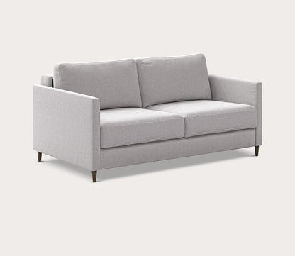 Elfin queen Sleeper Sofa in light gray- angled image on a white background