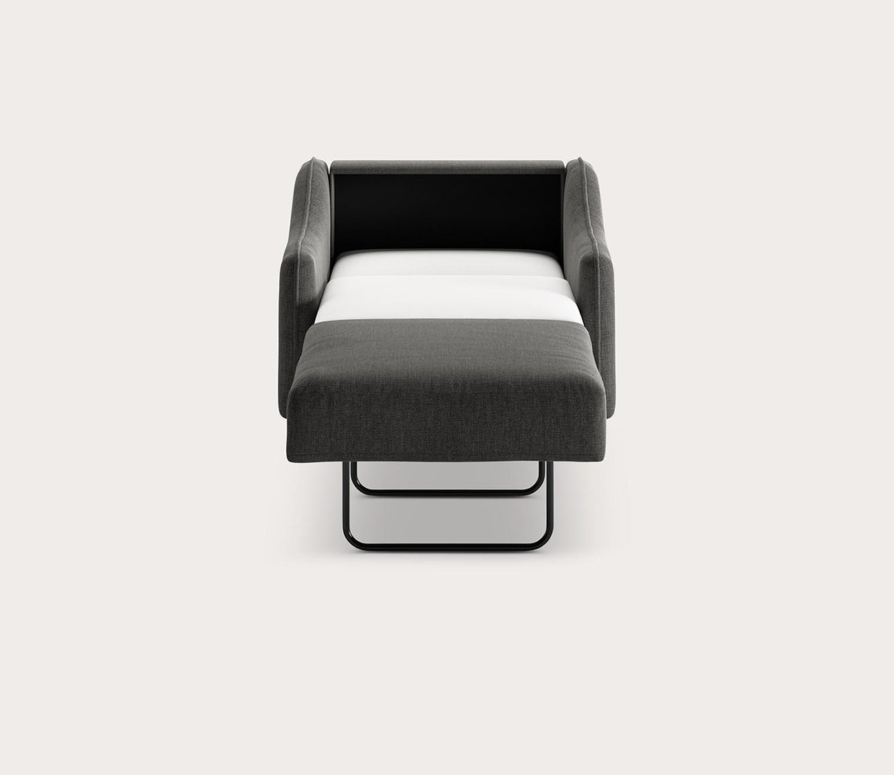 Ethos Cot Chair Sleeper by Luonto in dark gray, silo, bed open