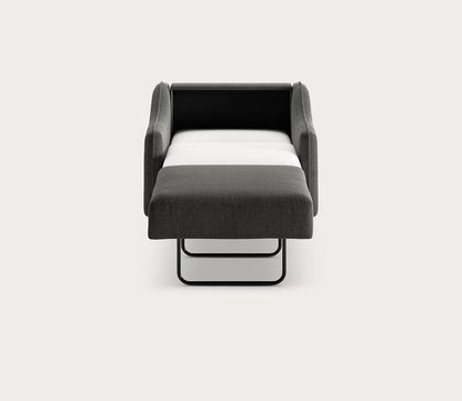 Ethos Cot Chair Sleeper by Luonto in dark gray, silo, bed open