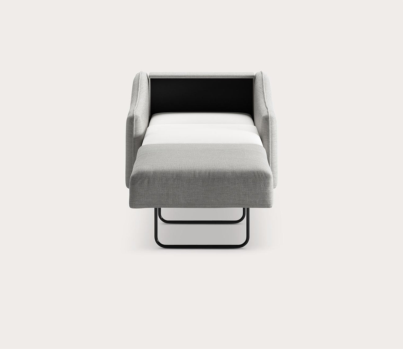 Ethos Cot Chair Sleeper by Luonto in light gray, silo, bed open