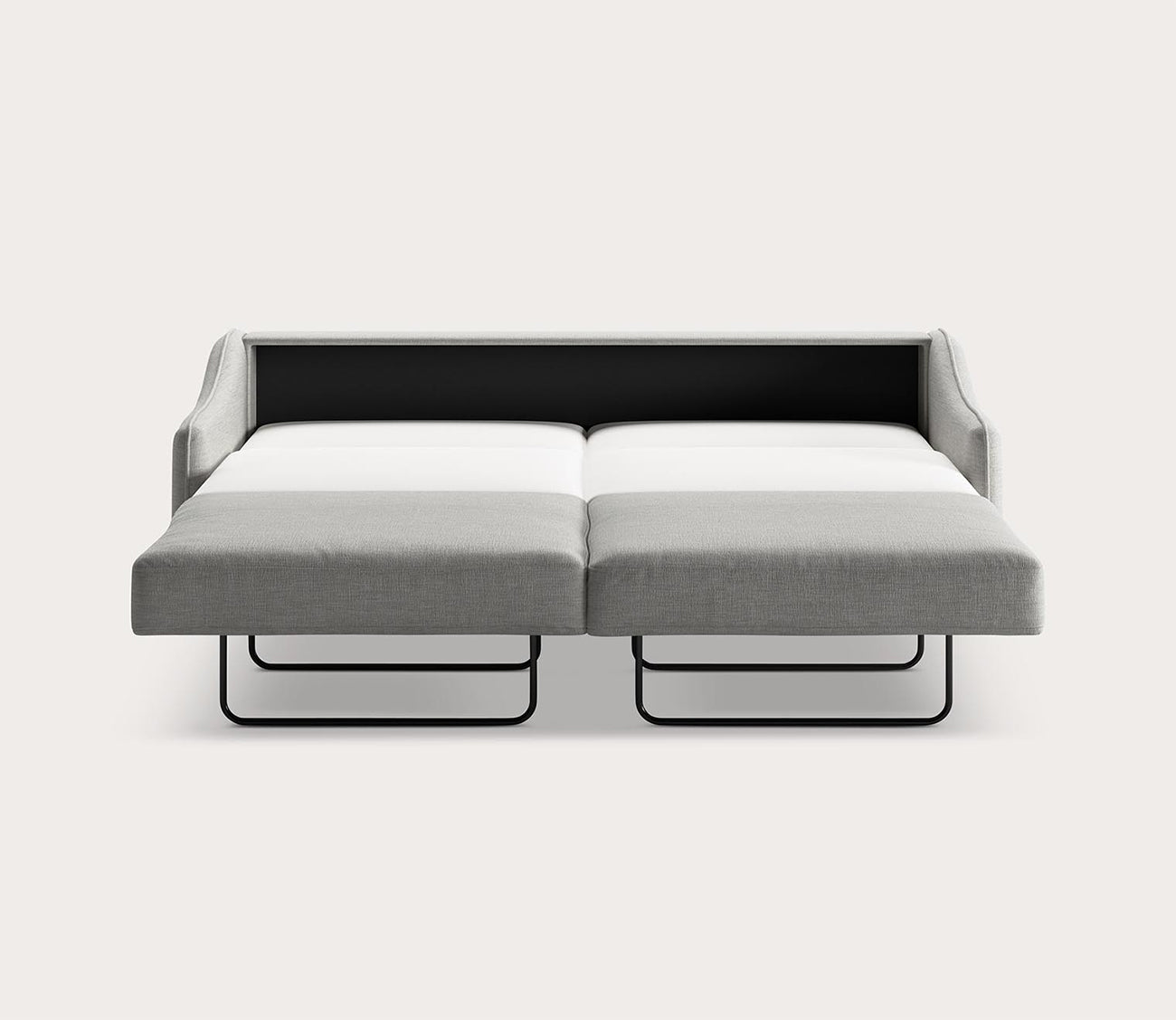 Ethos King Sleeper Sofa by Luonto, light gray, silo, bed open