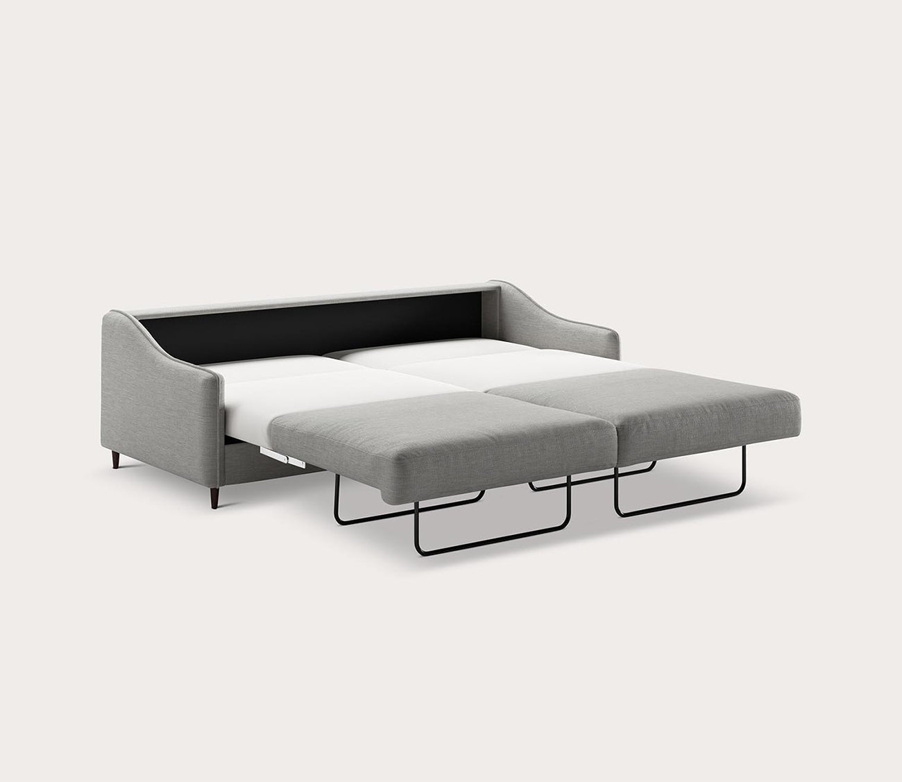 Ethos King Sleeper Sofa by Luonto, light gray, silo, bed open