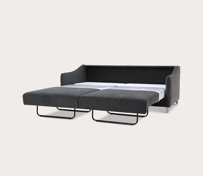 Ethos King Sleeper Sofa by Luonto, dark gray, silo, bed open