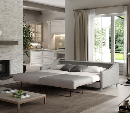 Ethos King Sleeper Sofa by Luonto, light gray, bed open