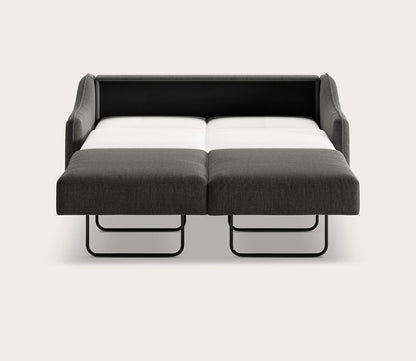 Ethos Queen Loveseat Sleeper by Luonto in dark gray, silo, bed open