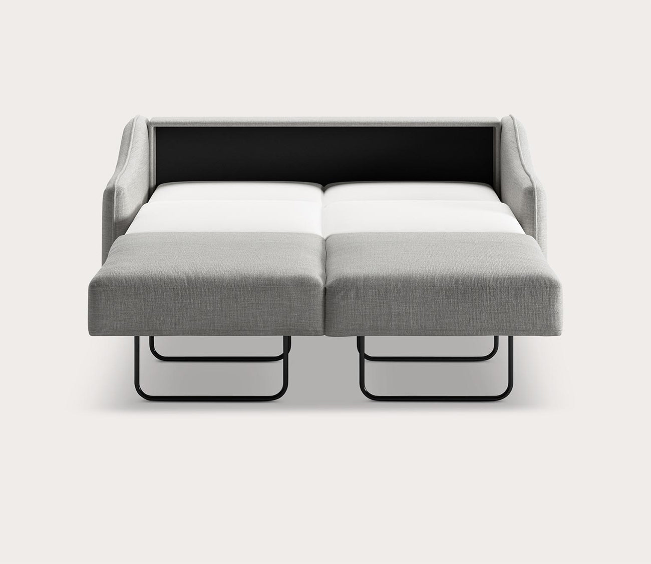 Ethos Queen Loveseat Sleeper by Luonto in light gray, silo, bed open