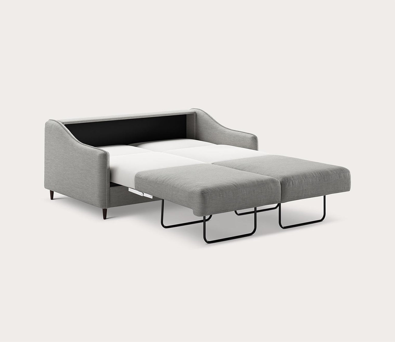 Ethos Queen Loveseat Sleeper by Luonto in light gray, silo, bed open