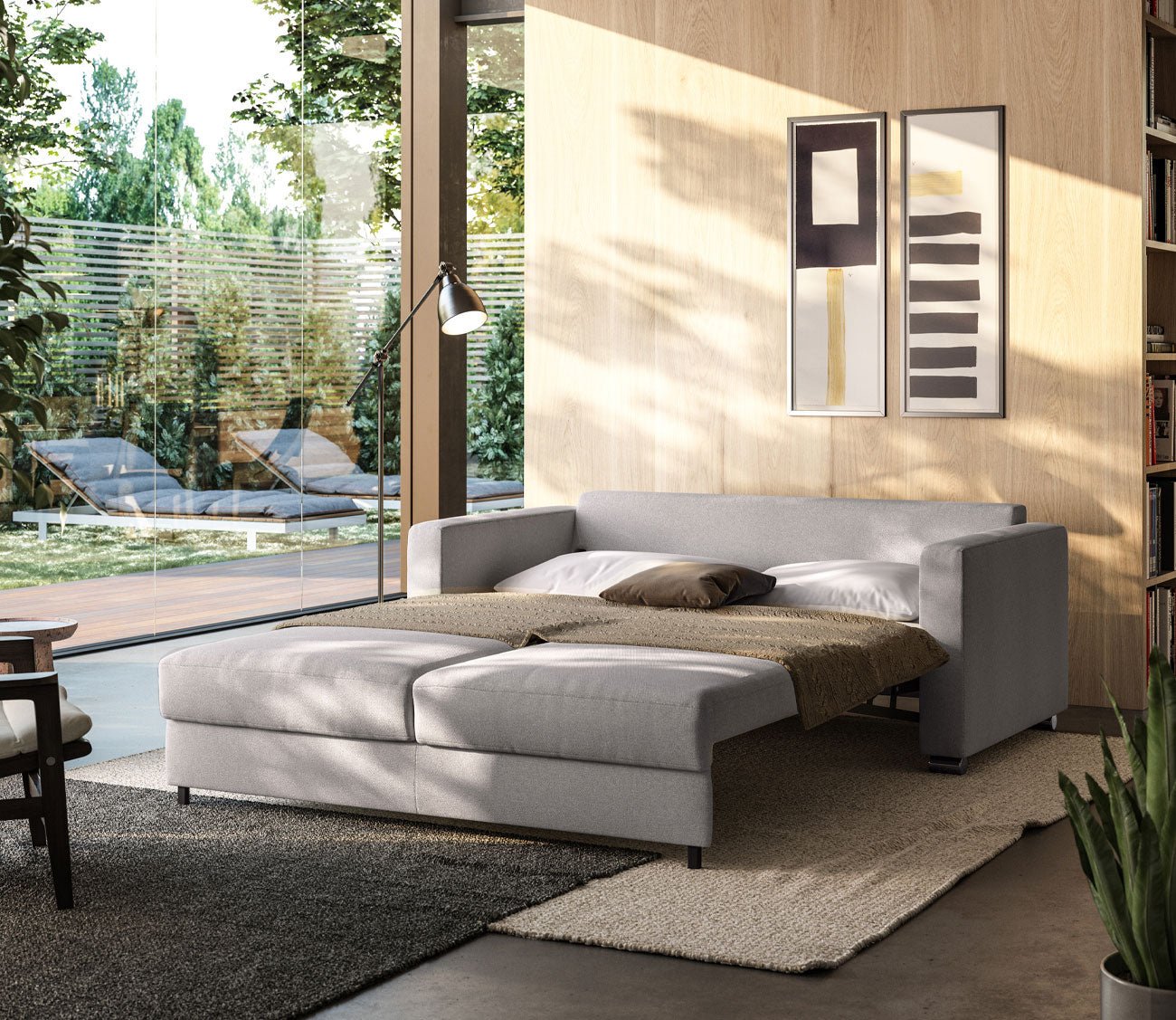 Fantasy 2 Sleeper Sofa by Luonto in roomscene, opened
