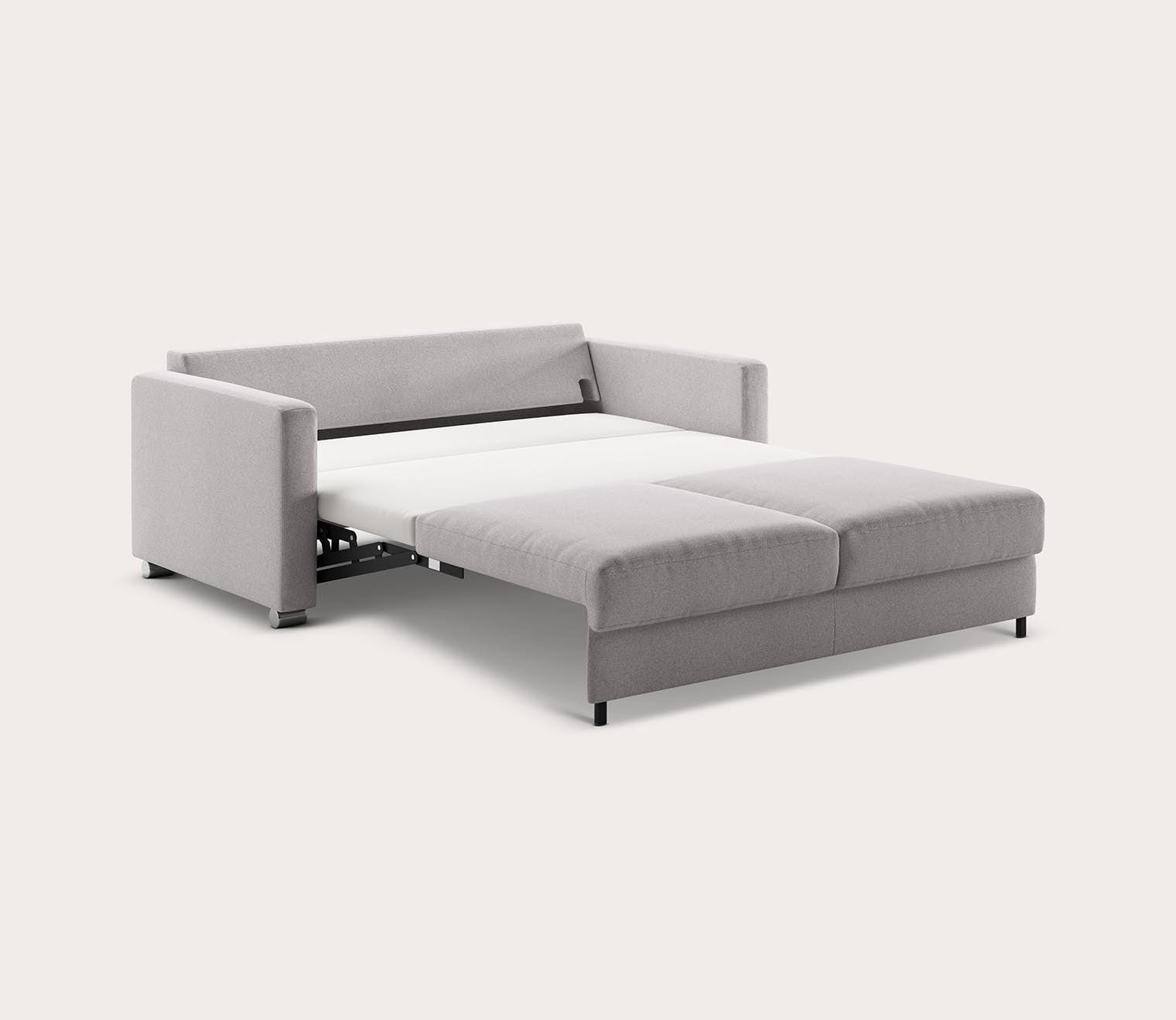 Fantasy 2 Sleeper Sofa by Luonto, opened at side angle