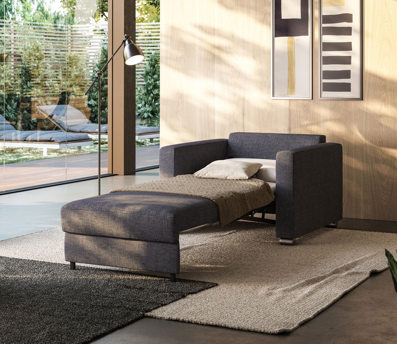 Fantasy Sleeper Chair by Luonto, in room scene, bed opened