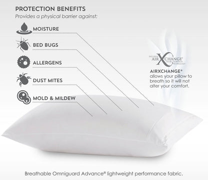 FRIO Waterproof Cooling Pillow Protector by PureCare, protects against moisture, bed bugs, allergens, dust mites, mold and mildew