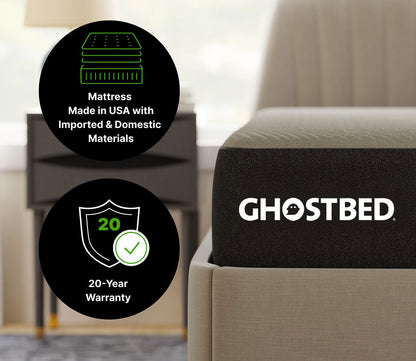 GhostBed Essentials Foam Mattress warranty and country of origin labels