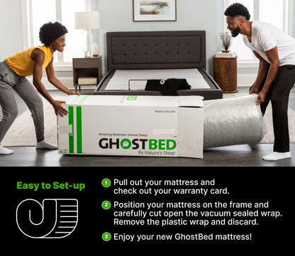GhostBed Premium Hybrid Mattress in a box, easy set up.
