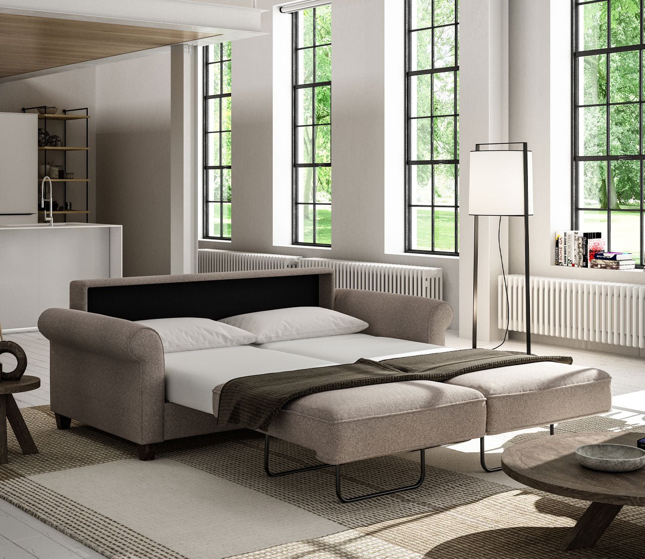 Gloria Queen Loveseat Sleeper by Luonto, bed open