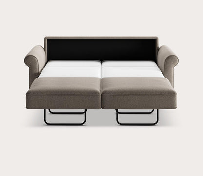 Gloria Queen Loveseat Sleeper by Luonto, silo bed opened.