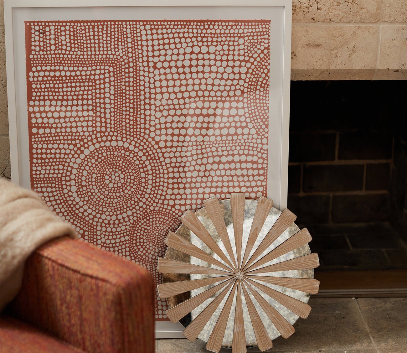 Clustered Dots A in Red Digital Print