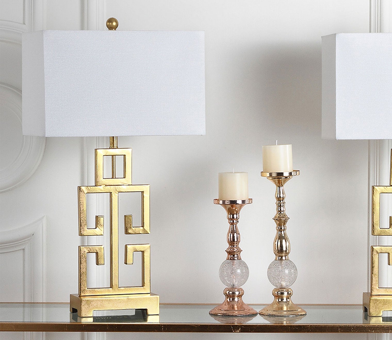 Greek Gold Key Table Lamp Set of 2
