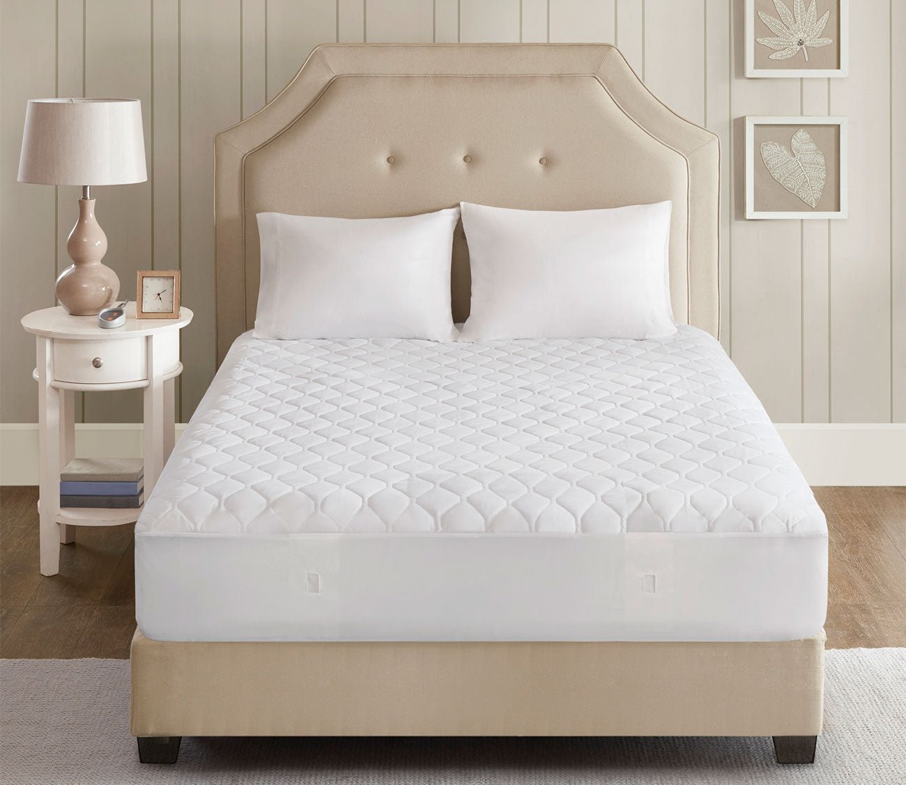 Heated Microfiber Mattress Pad with 3M Scotchgard by Beautyrest in bedroom, front facing