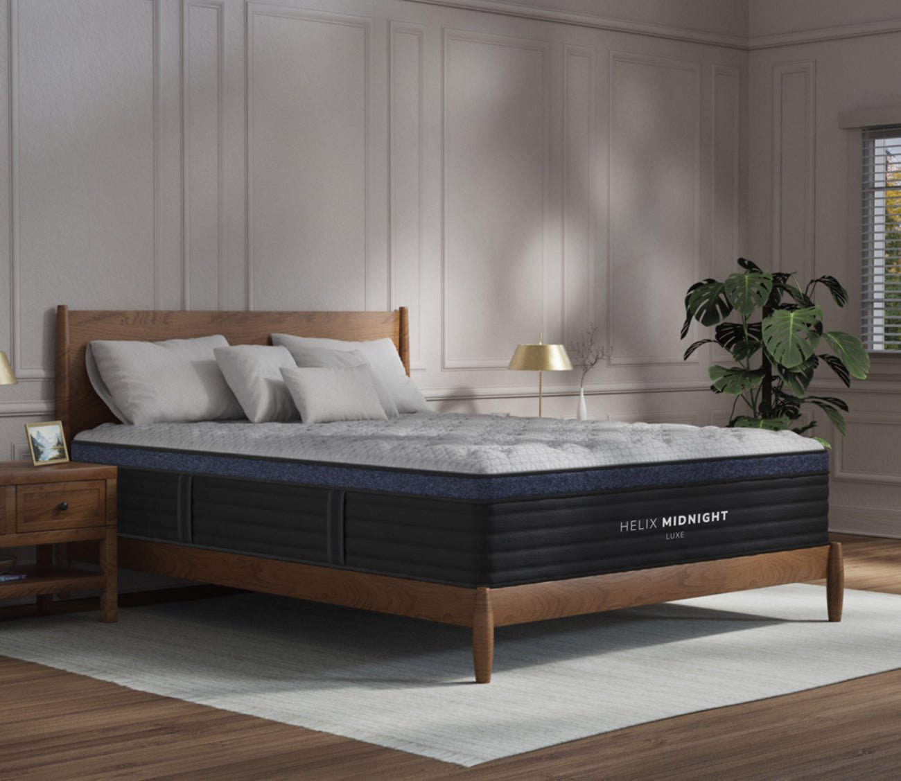 Helix Midnight Luxe Mattress by Helix roomscene side angle