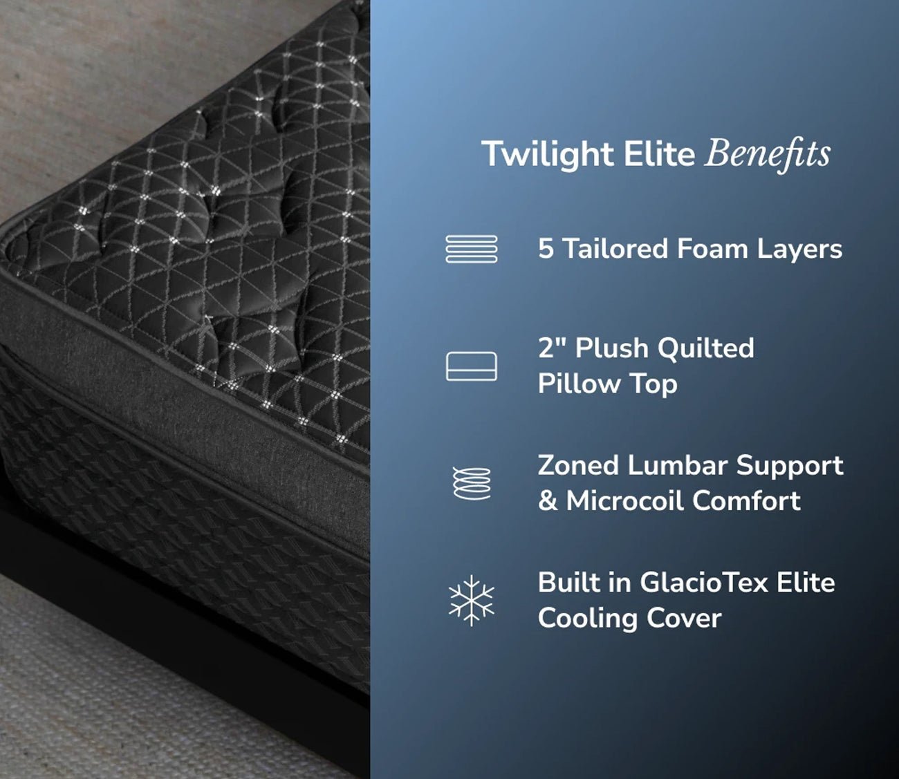 Benefits include 5 tailored foam layers, a 2