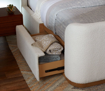Hugo Upholstered Storage Bed with open storage drawer