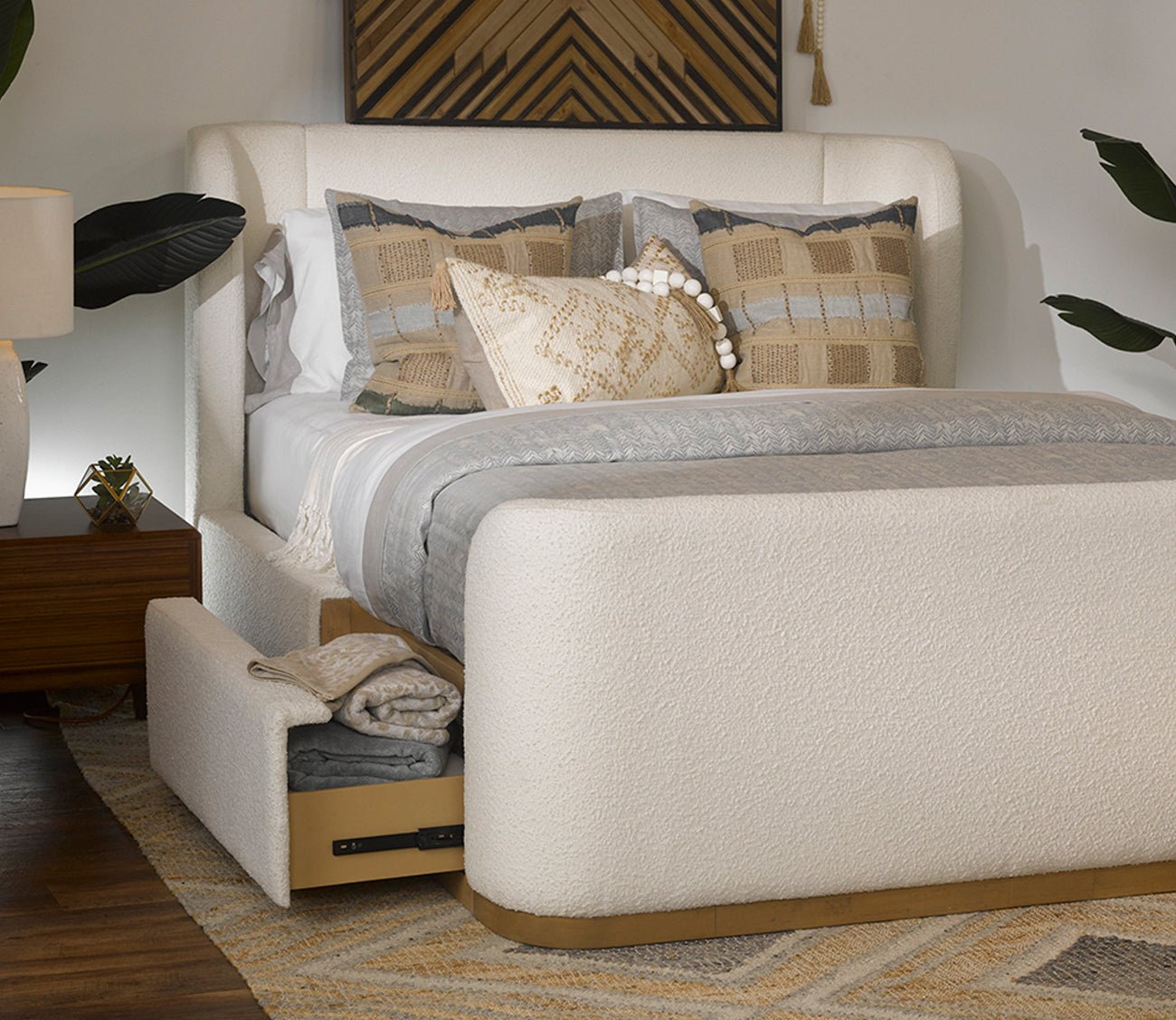 Hugo Upholstered Storage Bed by CM Home featuring storage drawers