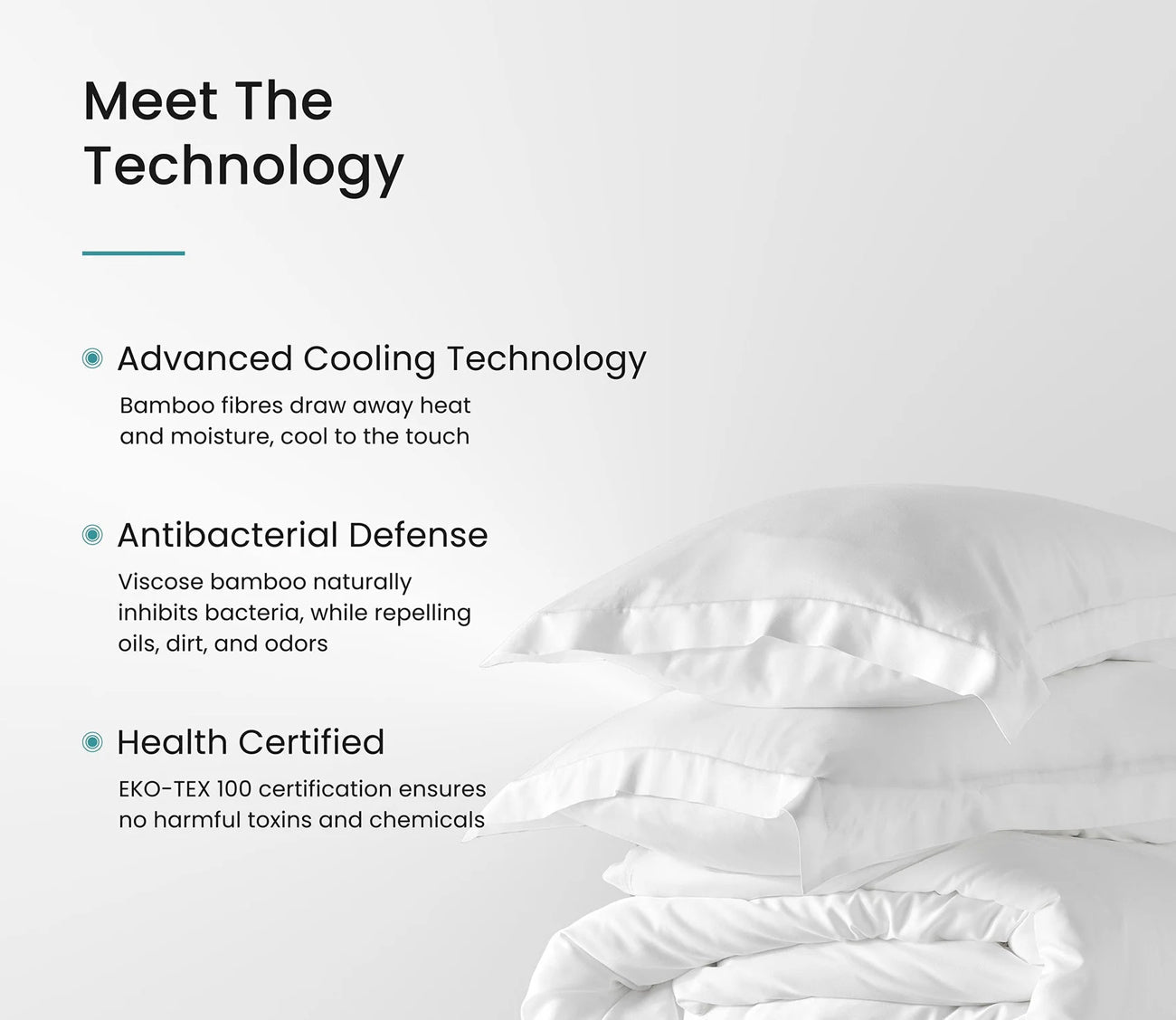 Hush Duvet Technology: Advanced cooling, antibacterial defense, health certified for no harmful toxins