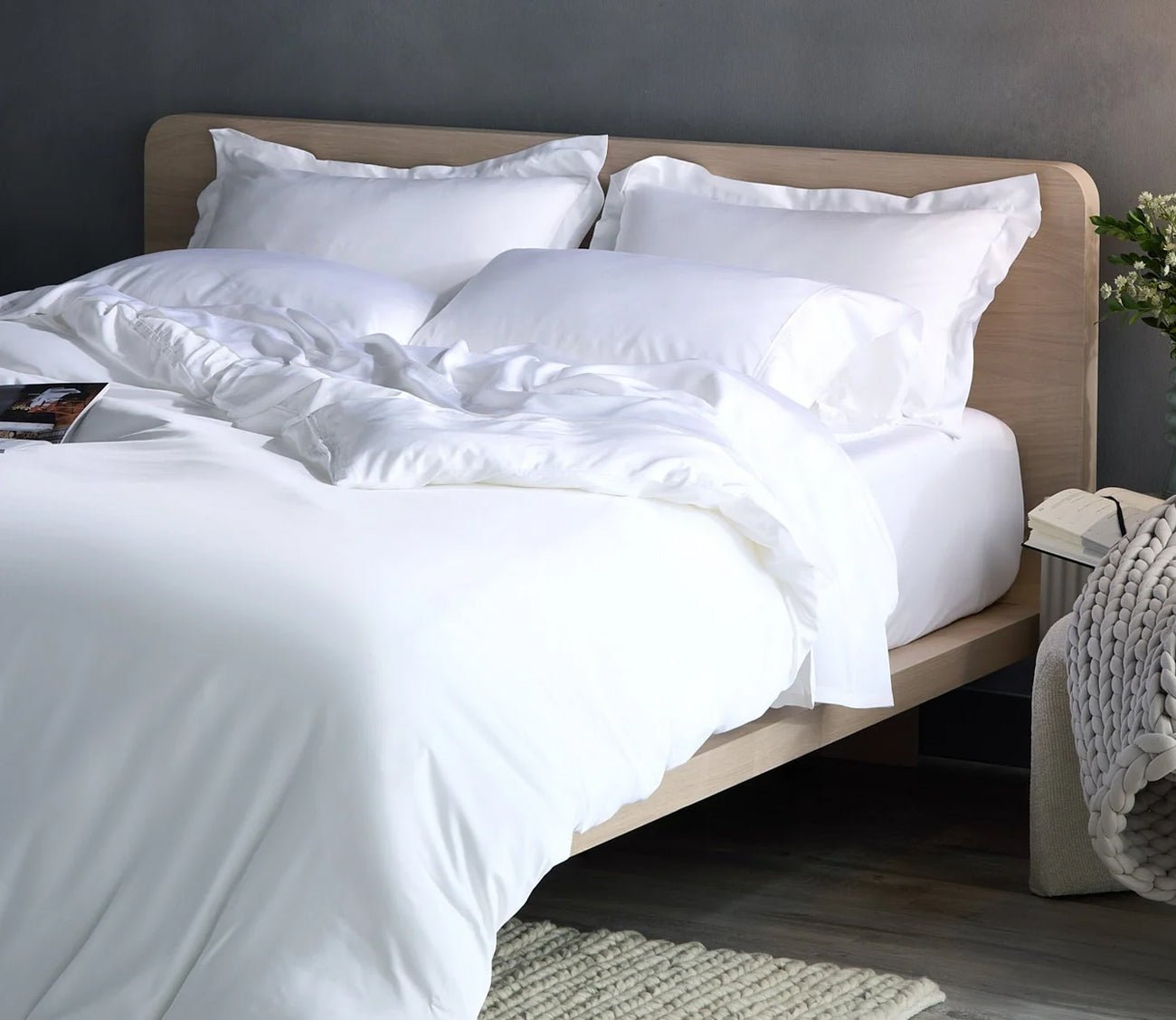 Hush Iced Pillowcase Set by Hush Blankets, in white in roomscene