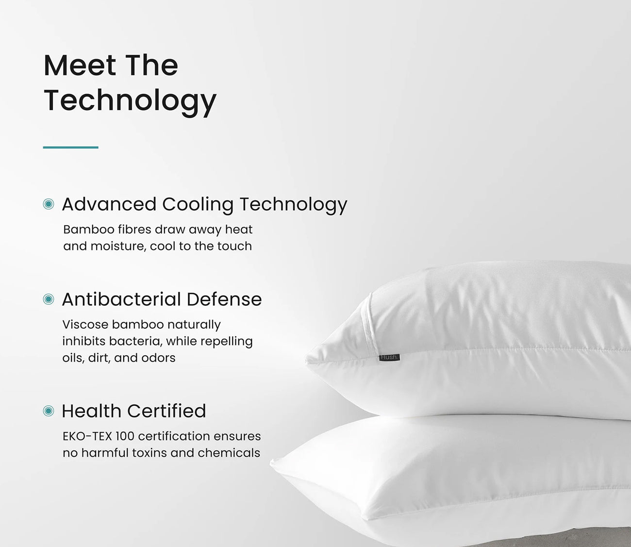 Hush Iced Pillowcase STech - advanced cooling, antibacterial defense, and health certified for no harmful toxins