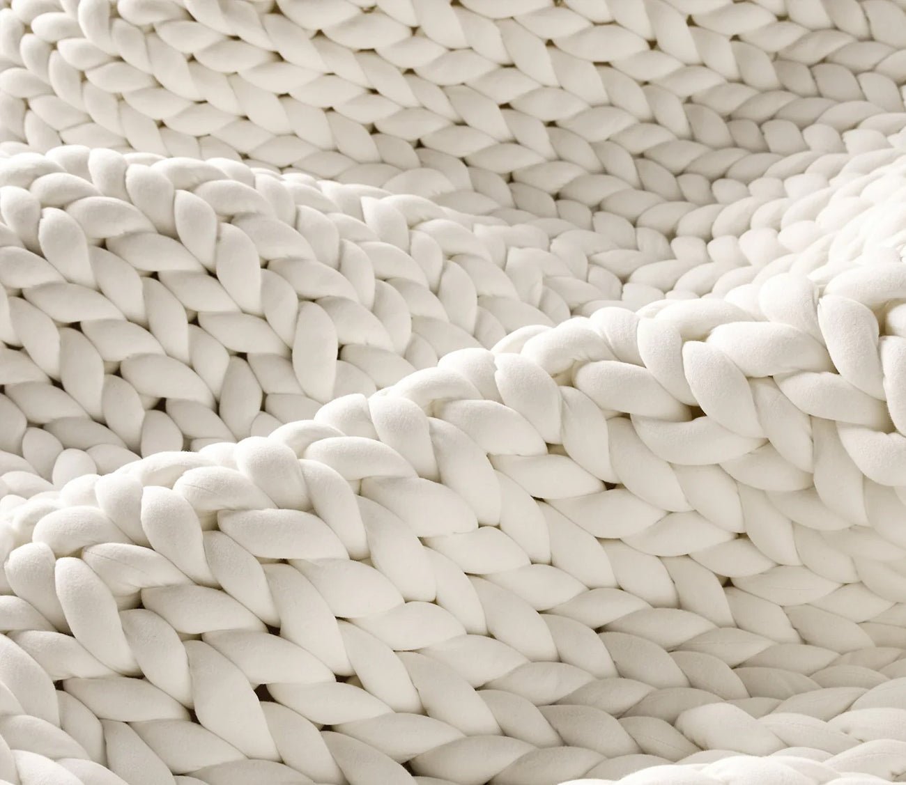 Hush Knit Weighted Blanket by Hush Blankets in Cotton in white, knit detail
