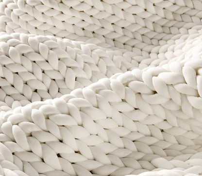 Hush Knit Weighted Blanket by Hush Blankets in Cotton in white, knit detail