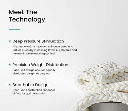 Hush Knit Weighted Blanket by Hush Blankets in cream - offers deep pressure stimulation, precision weight distribution, and breathable design