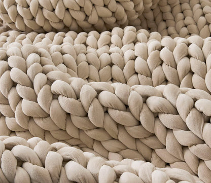 Hush Knit Weighted Blanket by Hush Blankets in champagne, detail of knitting