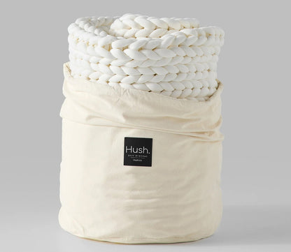 Hush Knit Weighted Blanket by Hush Blankets in Cotton in white, in packaging