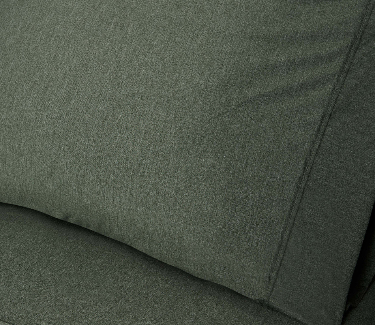 Hyper-Wool Sheet Set by Bedgear in green, pillowcase detail