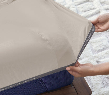 Hyper-Wool Sheet Set by Bedgear - beige fitted sheet with strong elastic for secure fit