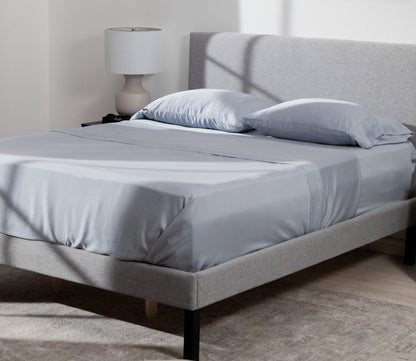 Iced Cooling Sheet Set by Hush Blankets, blue on bed