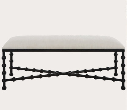 Iron Drops White Cushioned Bench by Uttermost