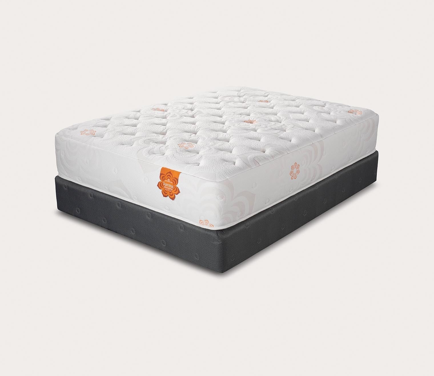 Silo image of Karma Elite Hybrid Super Cush Mattress - angle view.