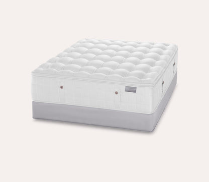 Silo image of Karpen Ivory Luxetop Firm Mattress set on a standard foundation.