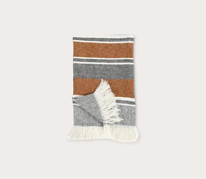 Lima Stripe Throw Blanket by Villa by Classic Home, in gray silow with fringe detail